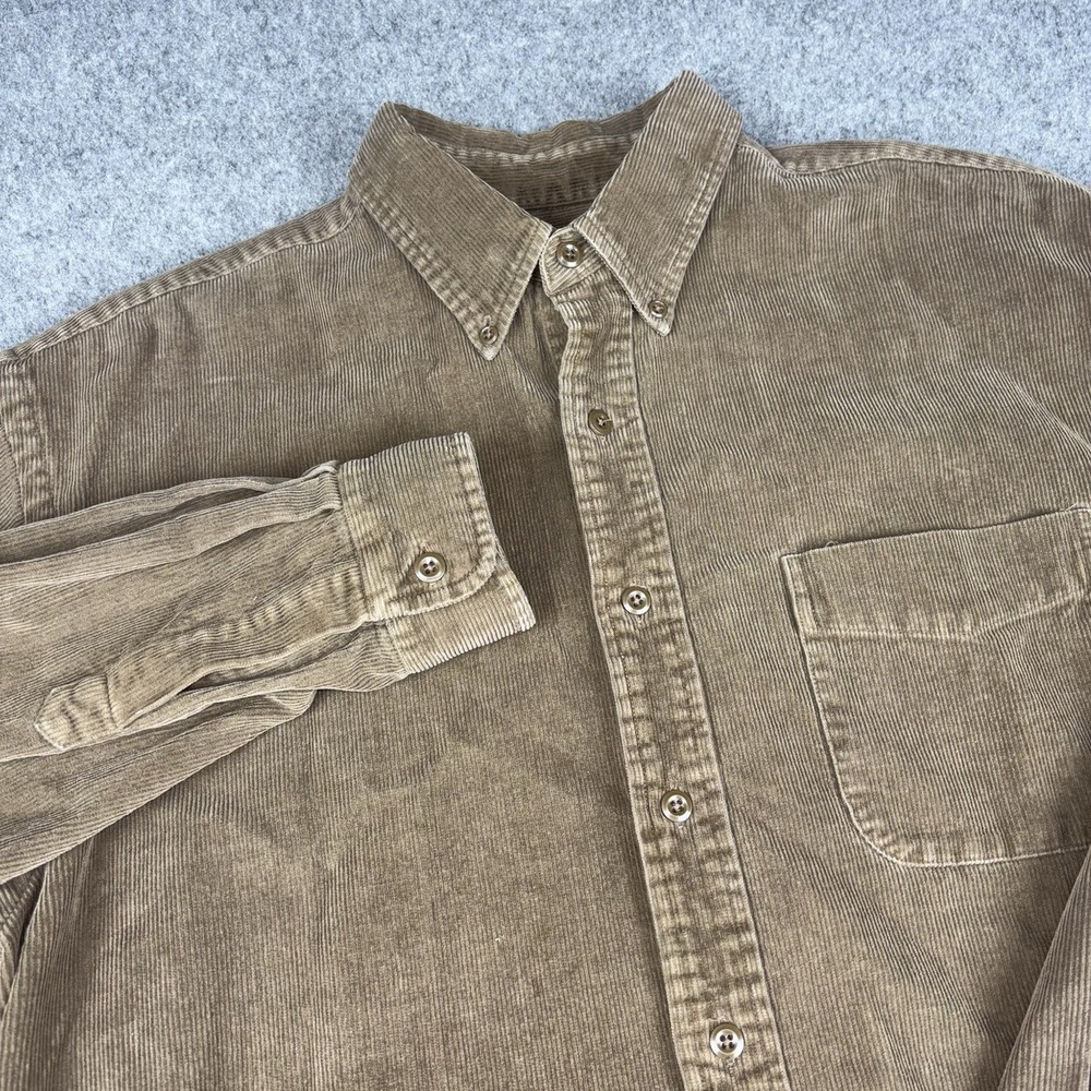 Vintage Abercrombie & Fitch Corduroy Shirt Mens Medium (FITS XL) Brown Button Up
